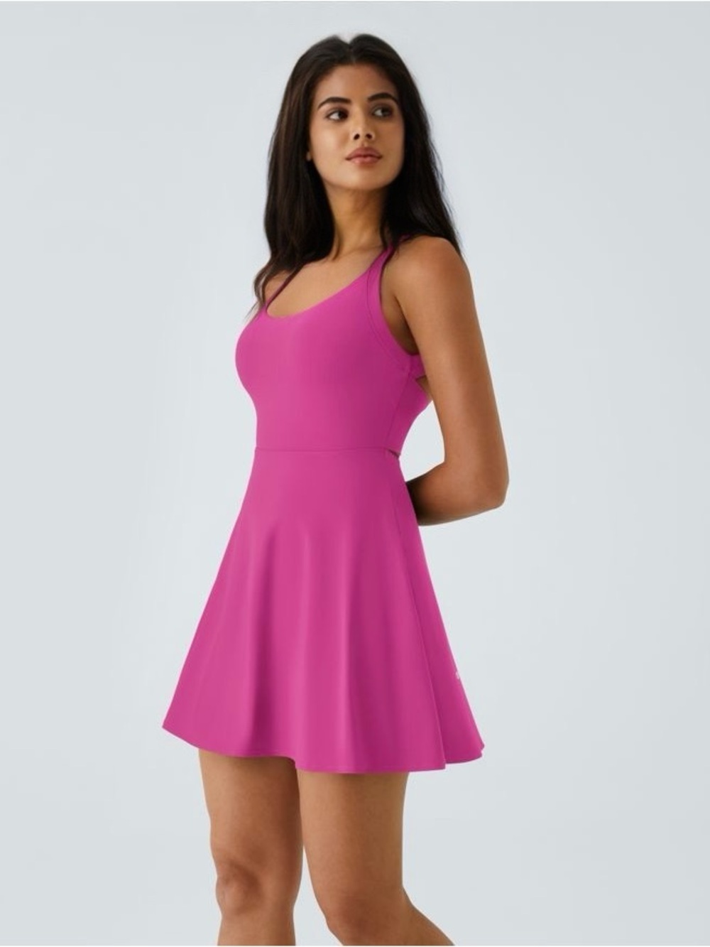 HALARA Backless Twisted Flare Dress